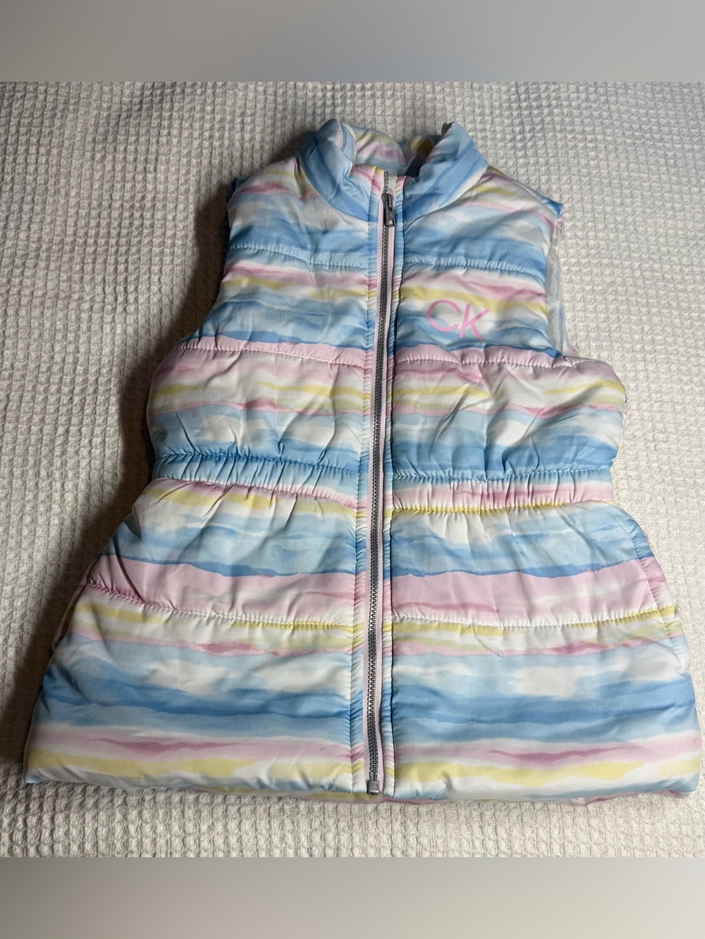 Calvin Klein Jeans Pastel Striped Puffer Vest - Blue, Pink, Yellow